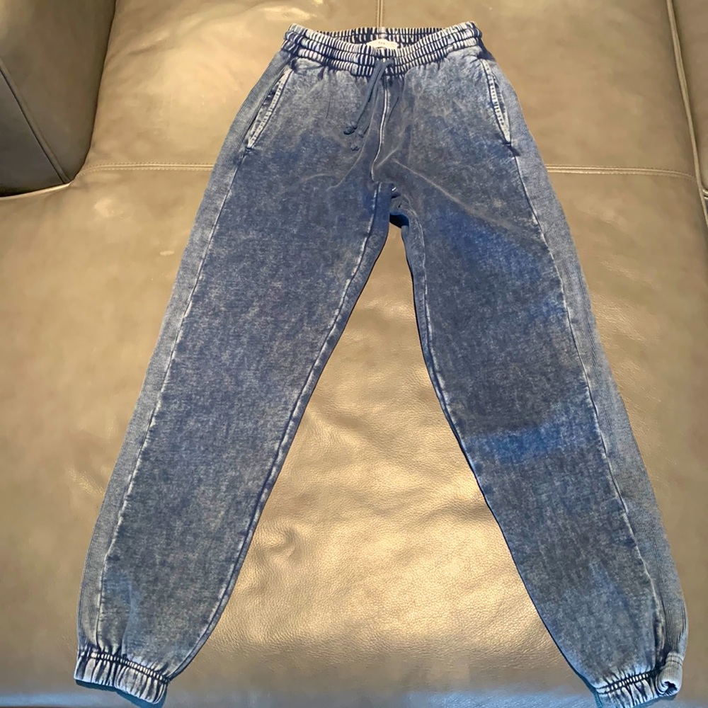 Aritzia TNA Sweatpants.  Jean-like fleece jogger.  Denim blue.  Size XXS